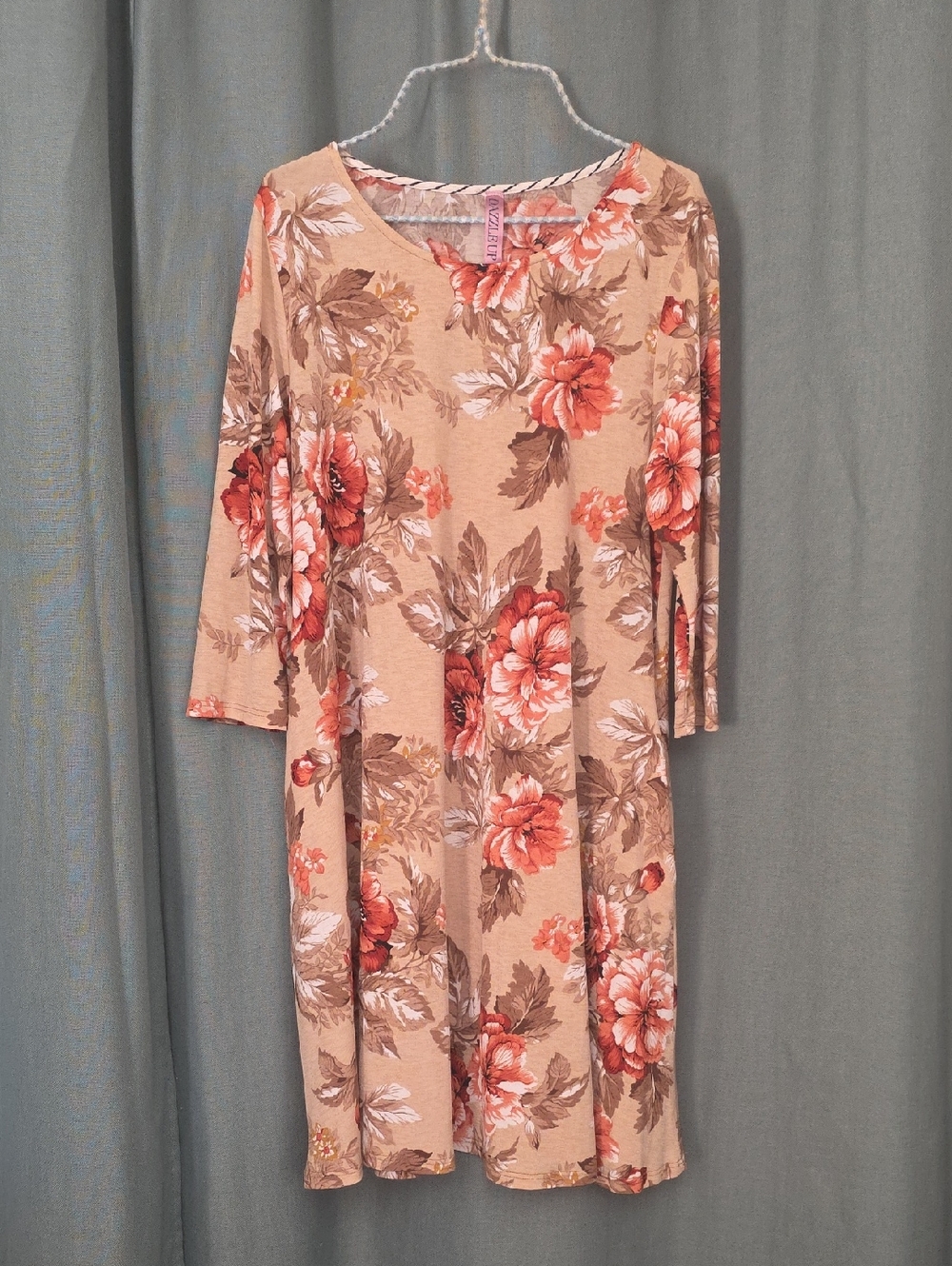 Floral Beige & Coral Swing Dress - Women